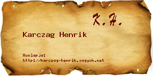Karczag Henrik névjegykártya